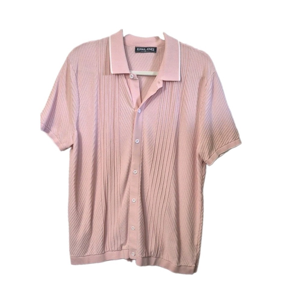 PJ Paul Jones Mens Pink Knit Shirt Vintage 60s Style Xl